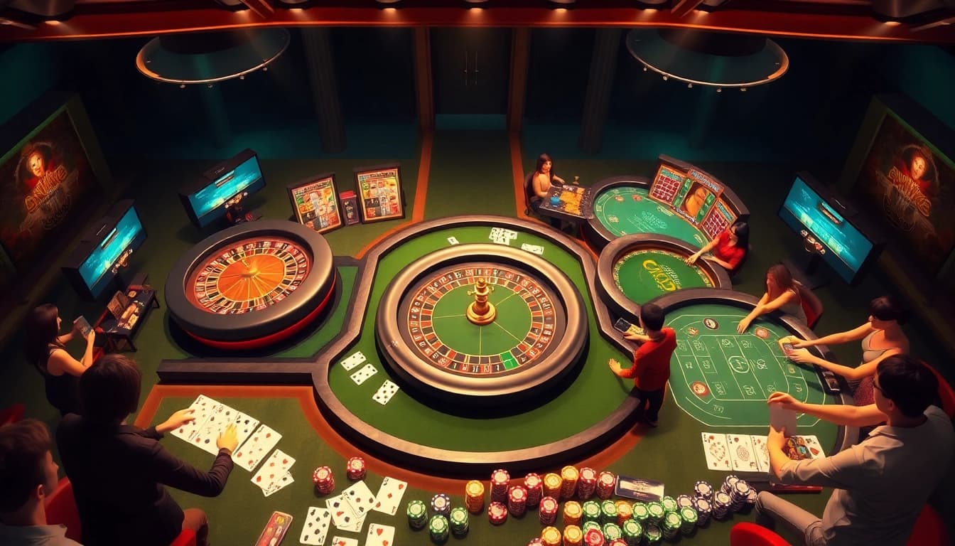 Action de jeu dynamique dans un casino en ligne fiable en France, mettant en vedette la roulette et des machines à sous.