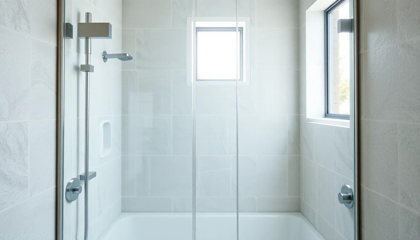 Installation de la paroi de douche sirhona dans une salle de bain moderne avec des détails élégants.