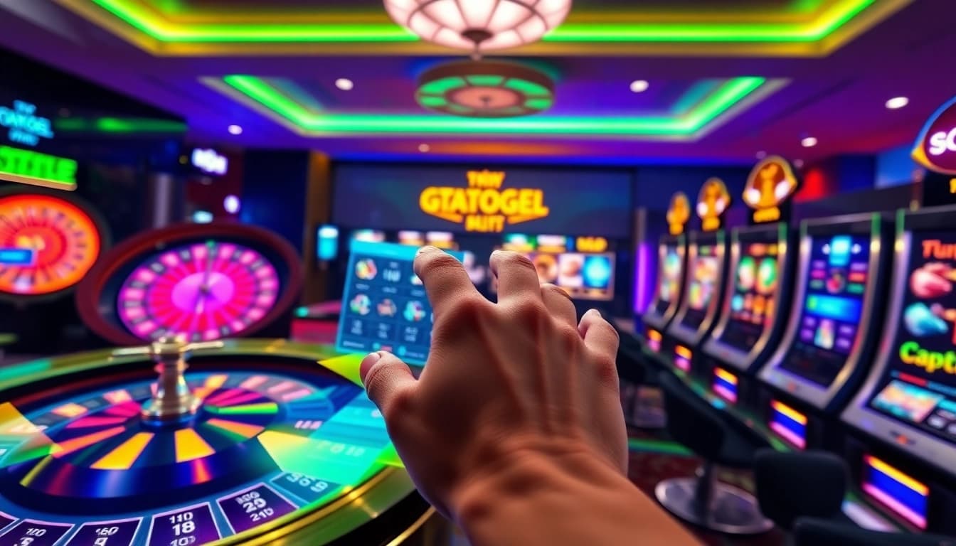 Engaging gtatogel betting interface featuring dynamic roulette and slot machines.