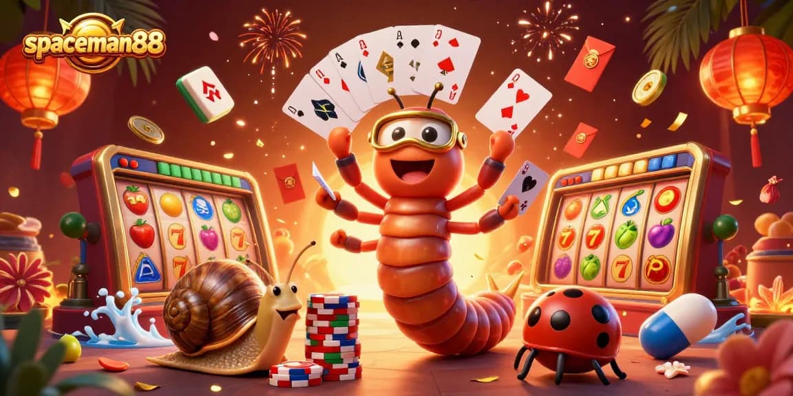 Experience the thrill of spaceman88 with an exciting casino scene featuring a vibrant millipede dealer.