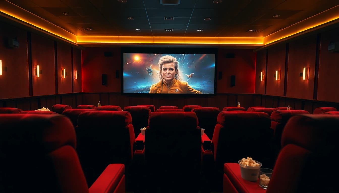 ดูหนังใหม่ชนโรง ในห้องฉายภาพยนตร์ที่มีบรรยากาศอบอุ่นและนั่งสบาย