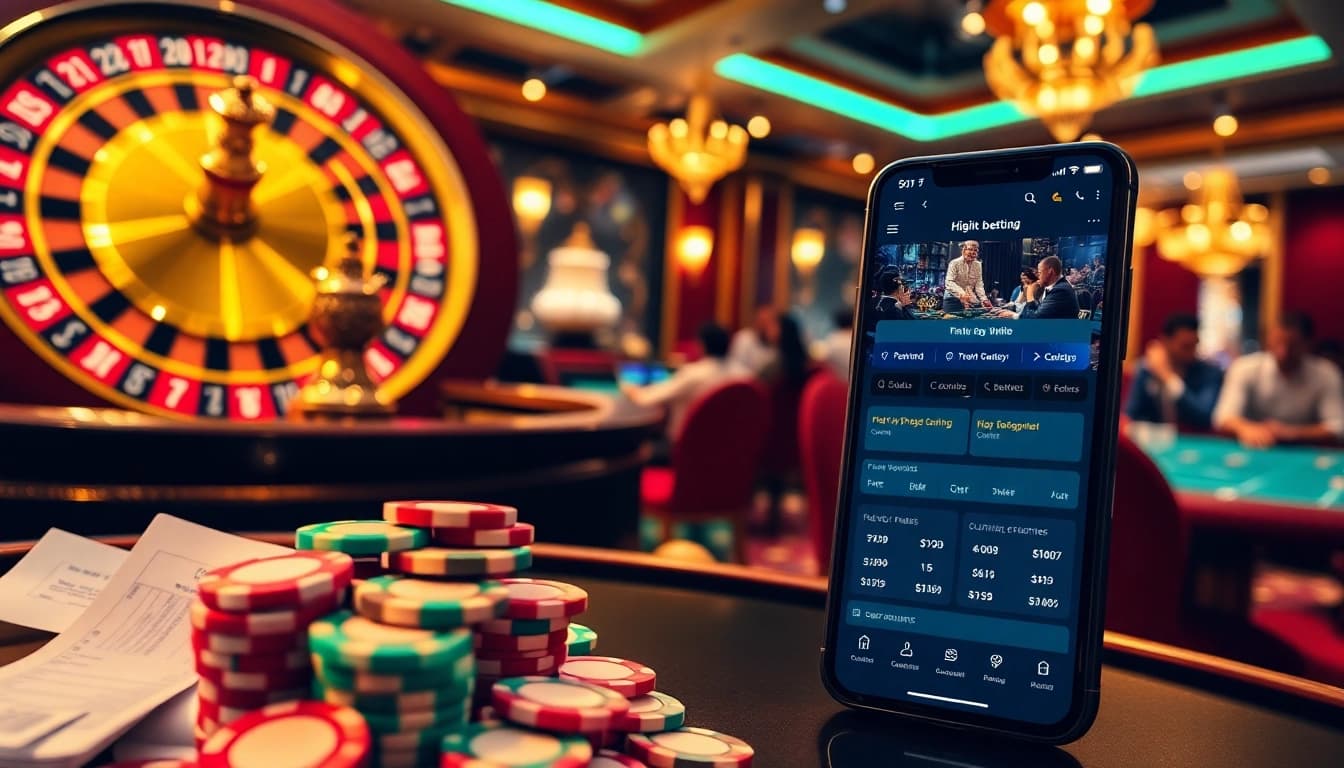 Engaging with the exciting online interface of https://f8bet.dental/ while playing at a glamorous casino table.