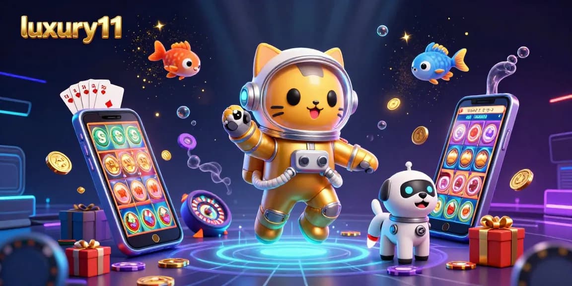 Spin and win exciting rewards with luxury111 in this vibrant gaming scene filled with slot games and bonus features.