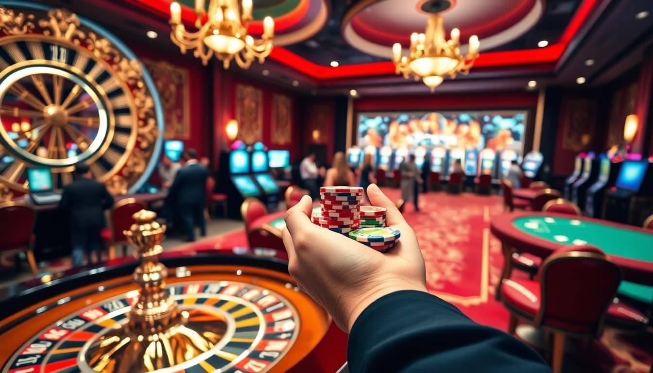 Jeu passionnant dans un casino en ligne France fiable avec des jetons de poker vibrants et une roulette.
