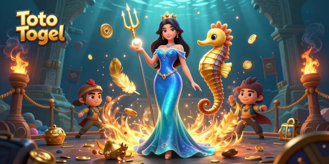 Toto Togel showcases an engaging underwater casino scene with enchanting characters and dynamic elements.