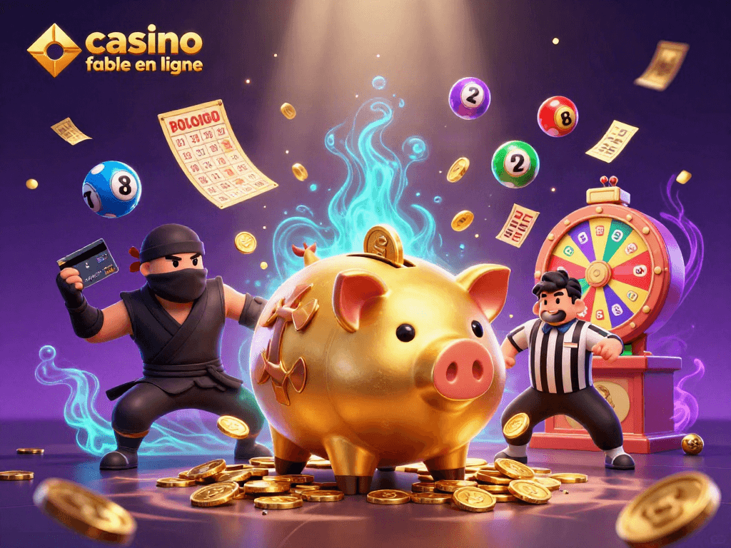 Profitez des actions dynamiques de casino fiable en ligne avec un sumo et un ninja dans un décor vibrant.