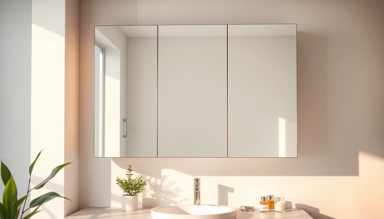 Sonni Spiegelschrank mit LED-Beleuchtung, modernes Design und elegantes Ambiente im Badezimmer.