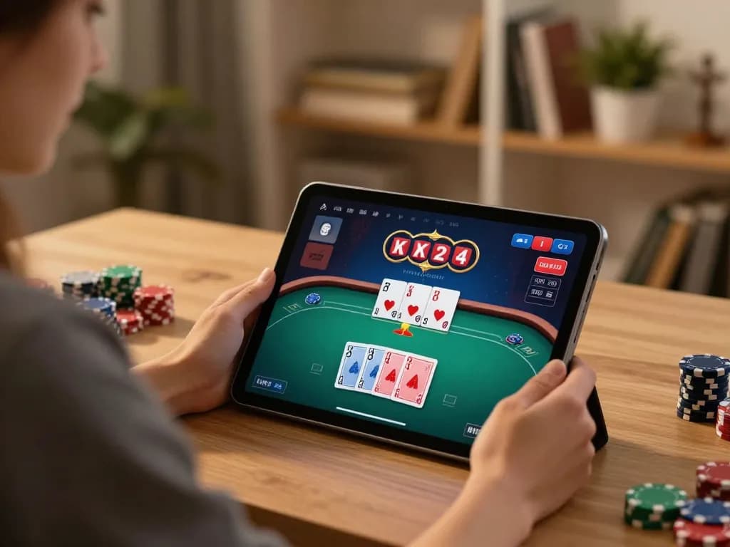 Engaging in poker strategy on the NHÀ CÁI C168 online platform with a comfortable home setup.