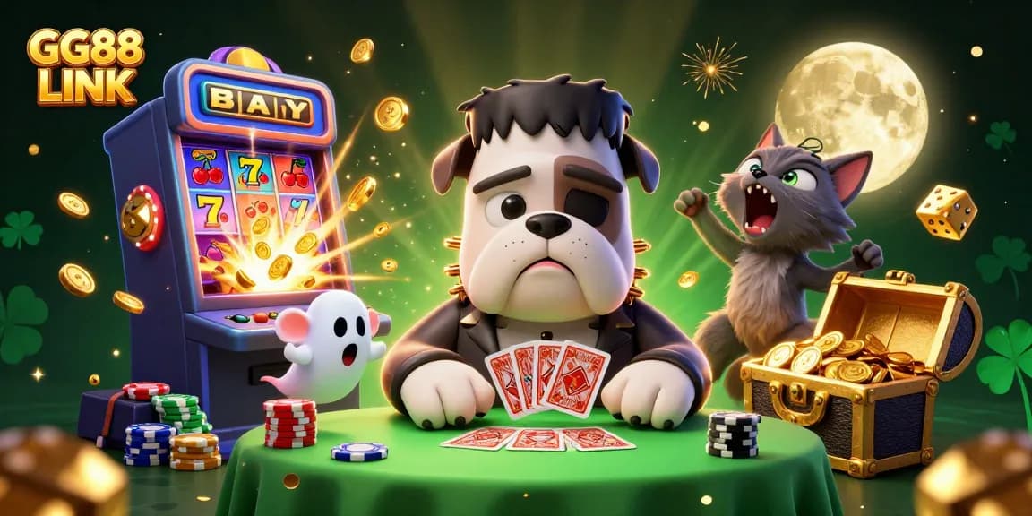 Experience the thrilling wins at GG88 LINK with a spectacular casino showdown featuring a bulldog dealer.
