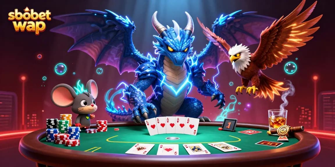 Place winning bets with sbobet wap on this vibrant casino-themed illustration featuring dynamic characters.