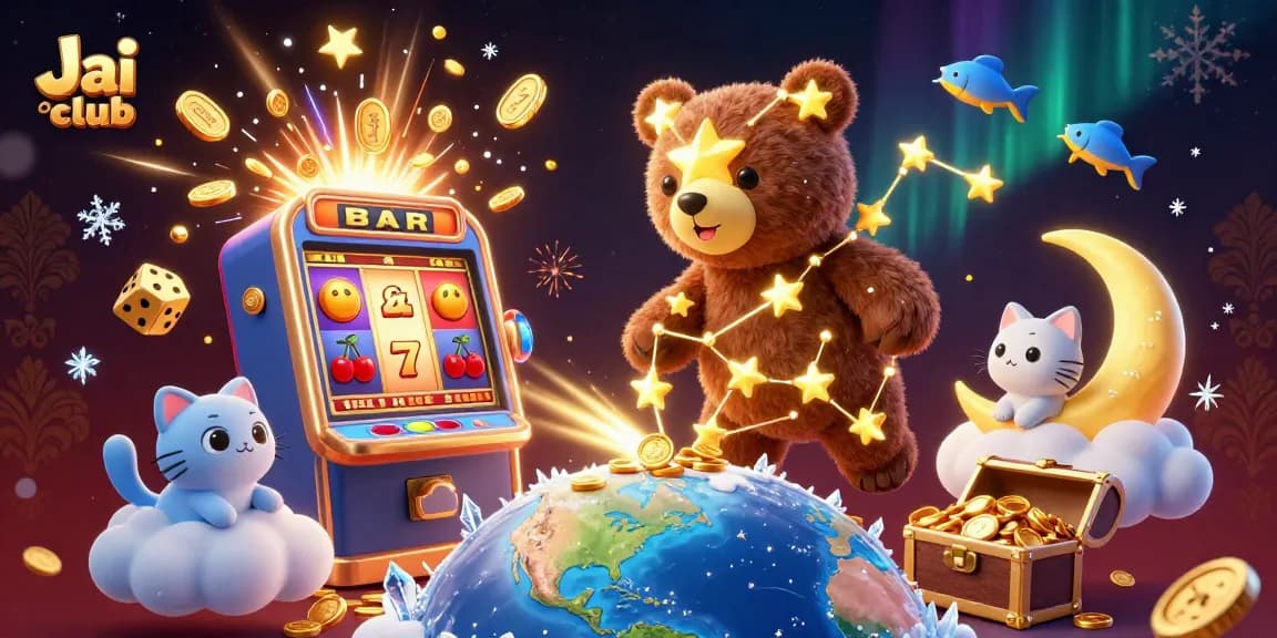 Engage with exciting games at Jai club, featuring vibrant 3D casino action elements and rich imagery.
