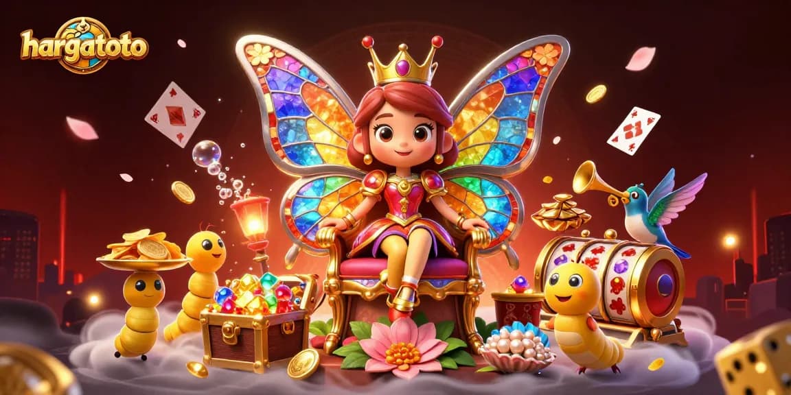 Engage with hargatoto and experience vibrant 3D casino excitement with a butterfly queen and treasures.