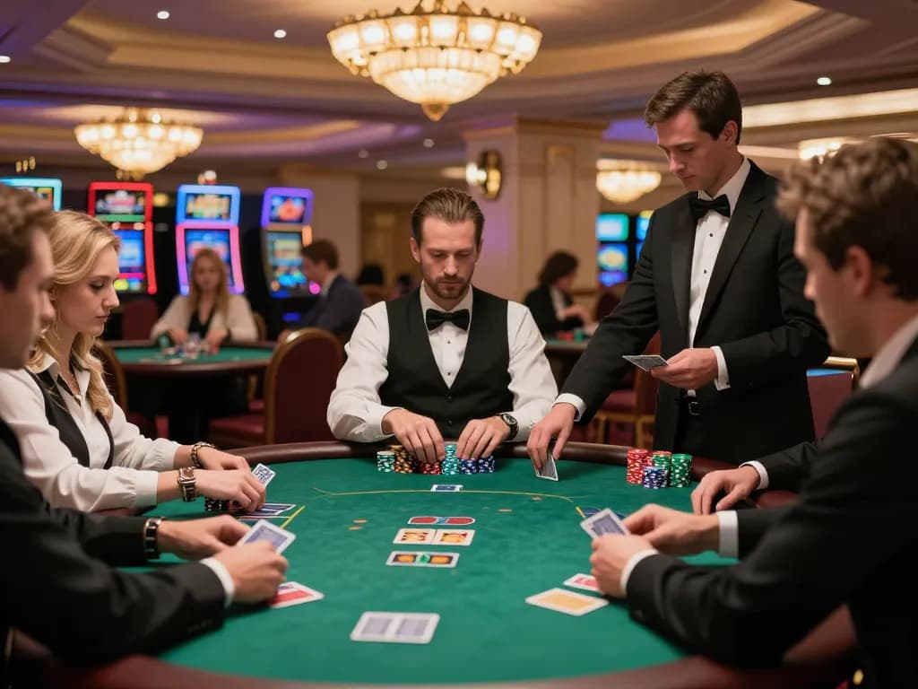 Engaged players at nhà cái SHBET poker table with vibrant gaming atmosphere.