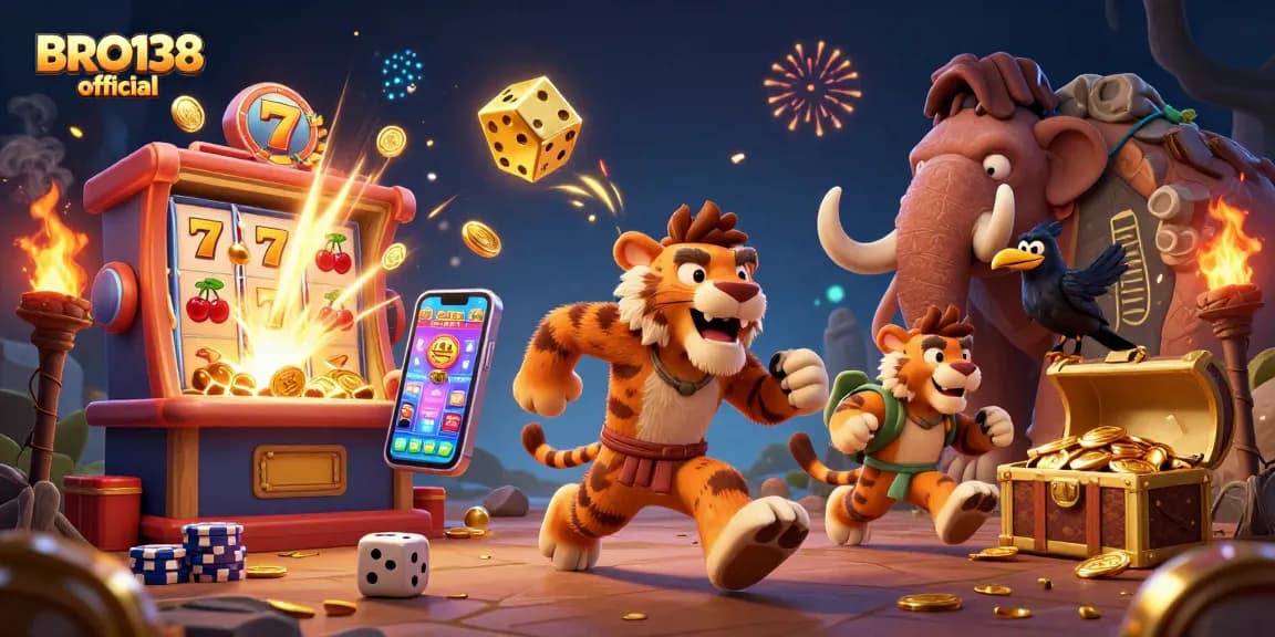 Spin the reels with BRO138 official at an engaging prehistoric casino featuring a jackpot explosion.