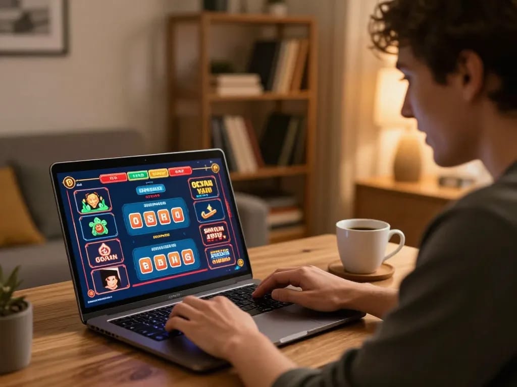 Migliori casino online europei live: Enjoying immersive gameplay in a cozy home workspace.