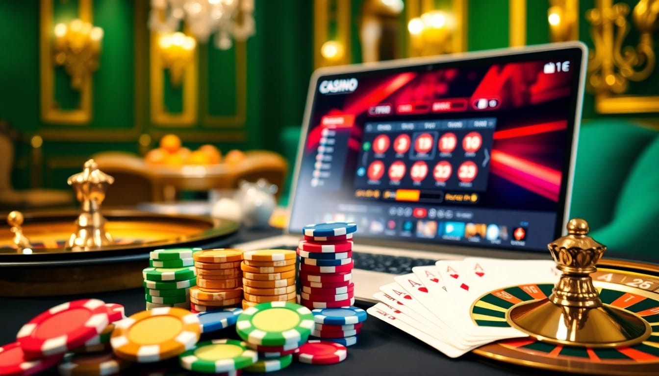 Découvrez l'excitation des casinos en ligne France fiables avec des jetons de poker professionnels et des éléments de jeu vibrants.