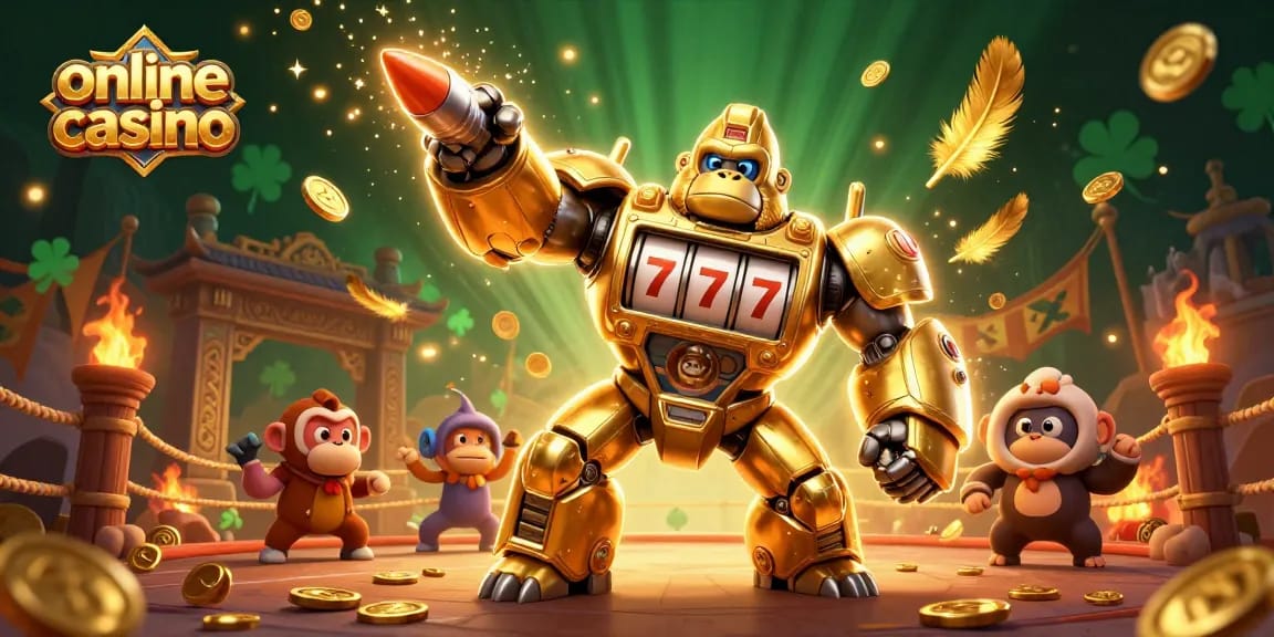 Experience thrilling gameplay at this online casino with a dynamic 3D gorilla mech.