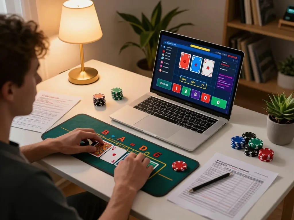 Playing live dealer blackjack at home, showcasing casino online stranieri sicuri strategies on laptop screen