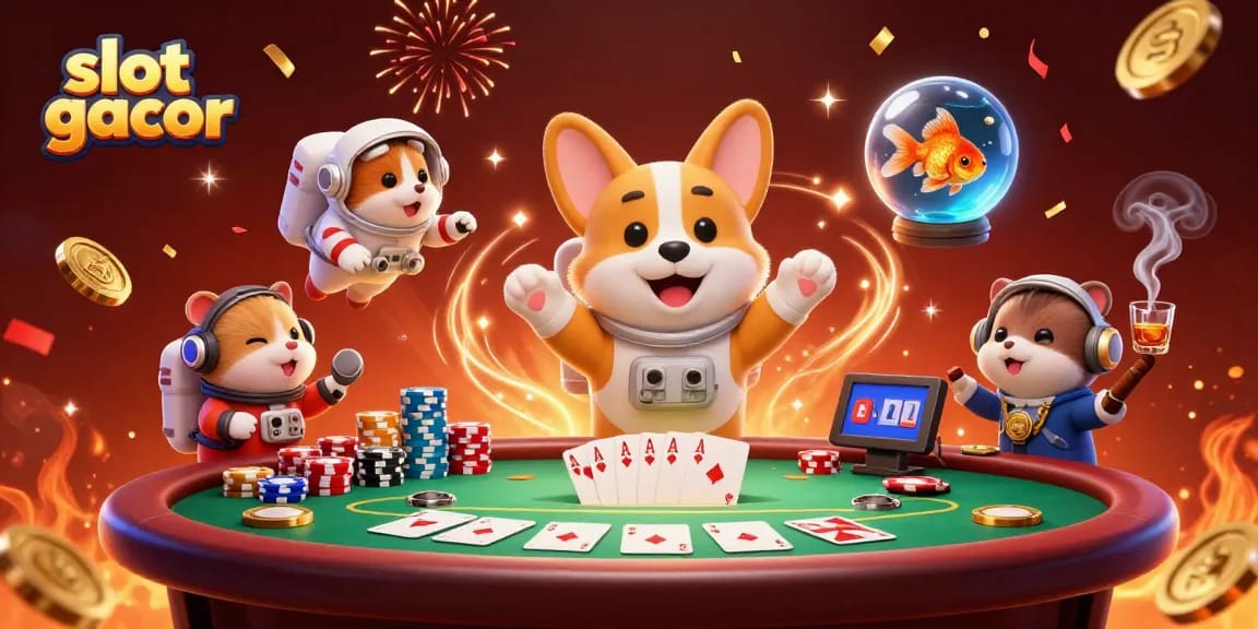 Menang di slot gacor dengan corgi astronot dan karakter lucu di kasino luar angkasa, chipes bertebaran.