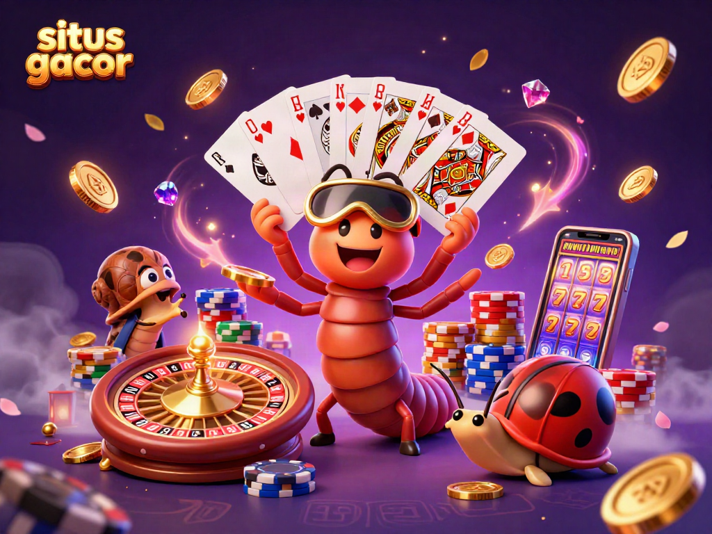Engage with situs gacor's vibrant casino scene featuring animated characters and exciting game elements.