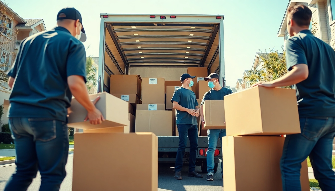 Experienced movers edmonton loading a moving truck with boxes, highlighting efficiency and teamwork.