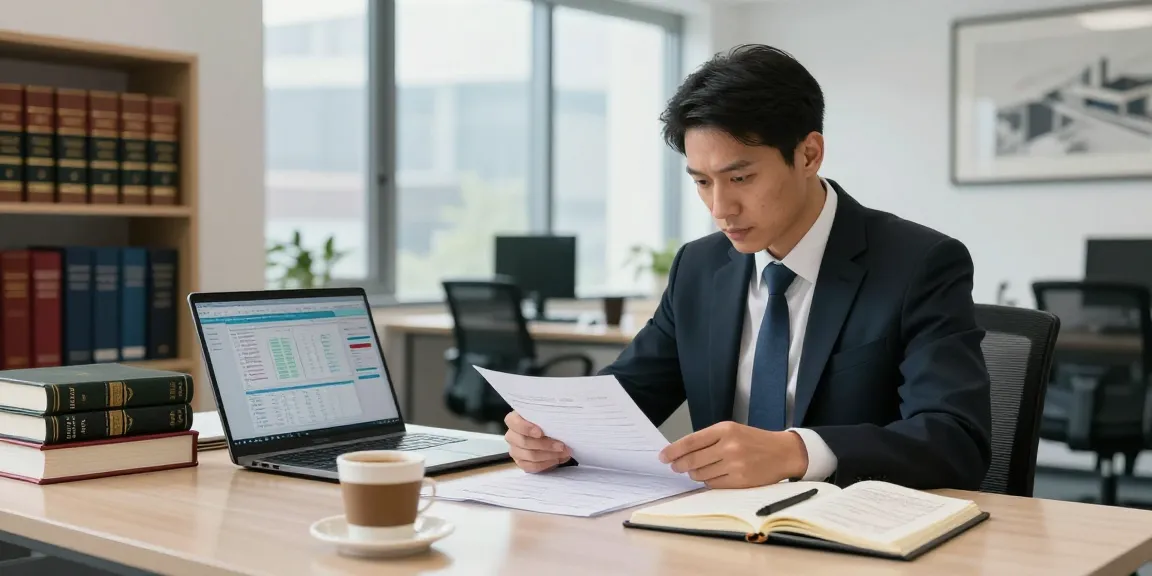 Analisis dokumen keuangan oleh auditor forensik di aafikotatangerangselatan.org dengan suasana kantor modern.