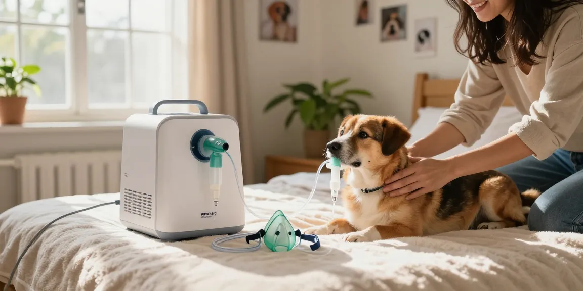 Pet Oxygen Machine providing comfort to a dog in a cozy home environment