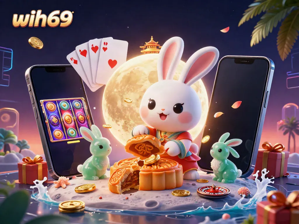 Permainan slot yang menarik di WIH69 dengan simbol uang dan chip poker di ilustrasi 3D yang menakjubkan.