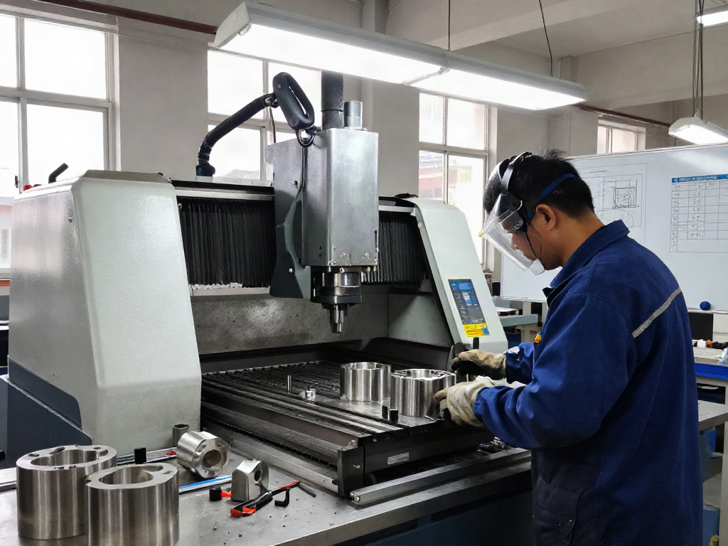 CNC stainless steel parts suppliers showcasing skilled machinist operating precision milling machine in a vibrant workshop.