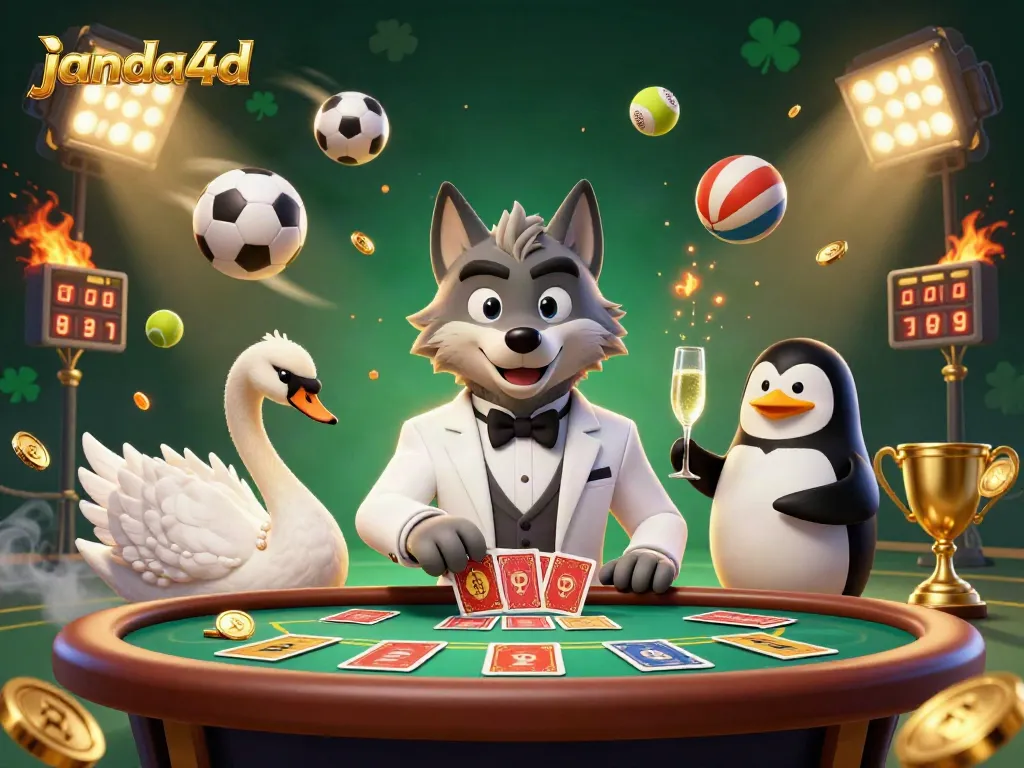 janda4d menampilkan permainan menarik di meja baccarat dengan karakter kartun yang berwarna-warni