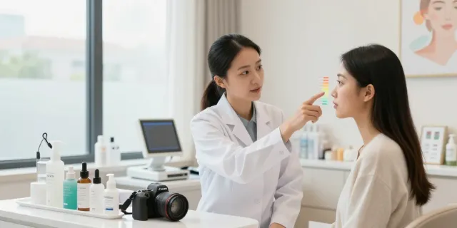 Ästhetische Behandlungsszene im Beauty-Studio für Augenringe entfernen.