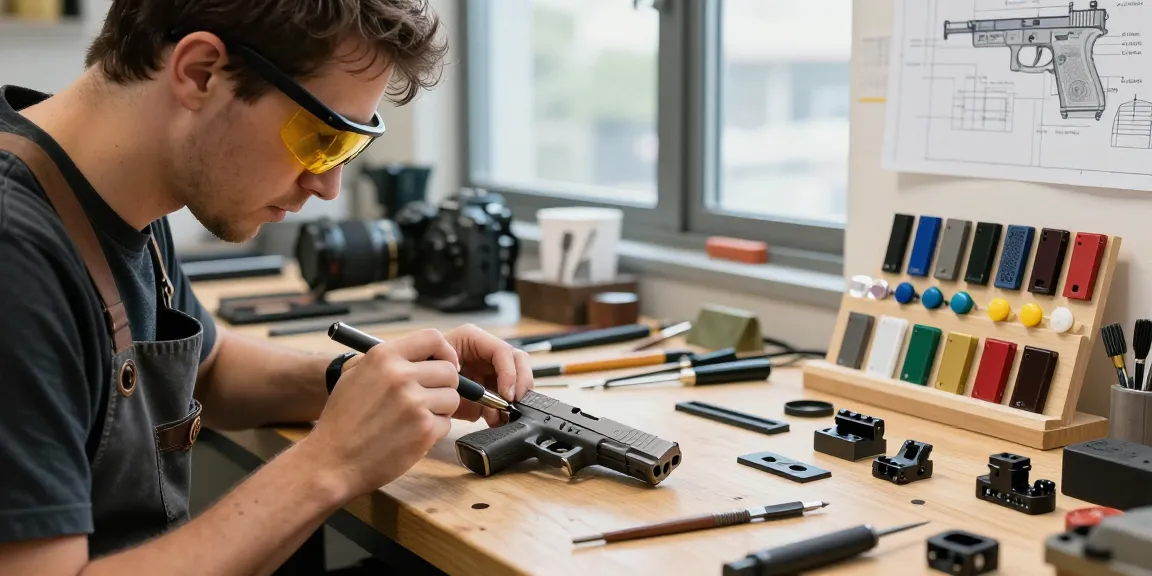 Glock slide customization process at https://precisionglockslides.com with skilled gunsmith enhancing performance.