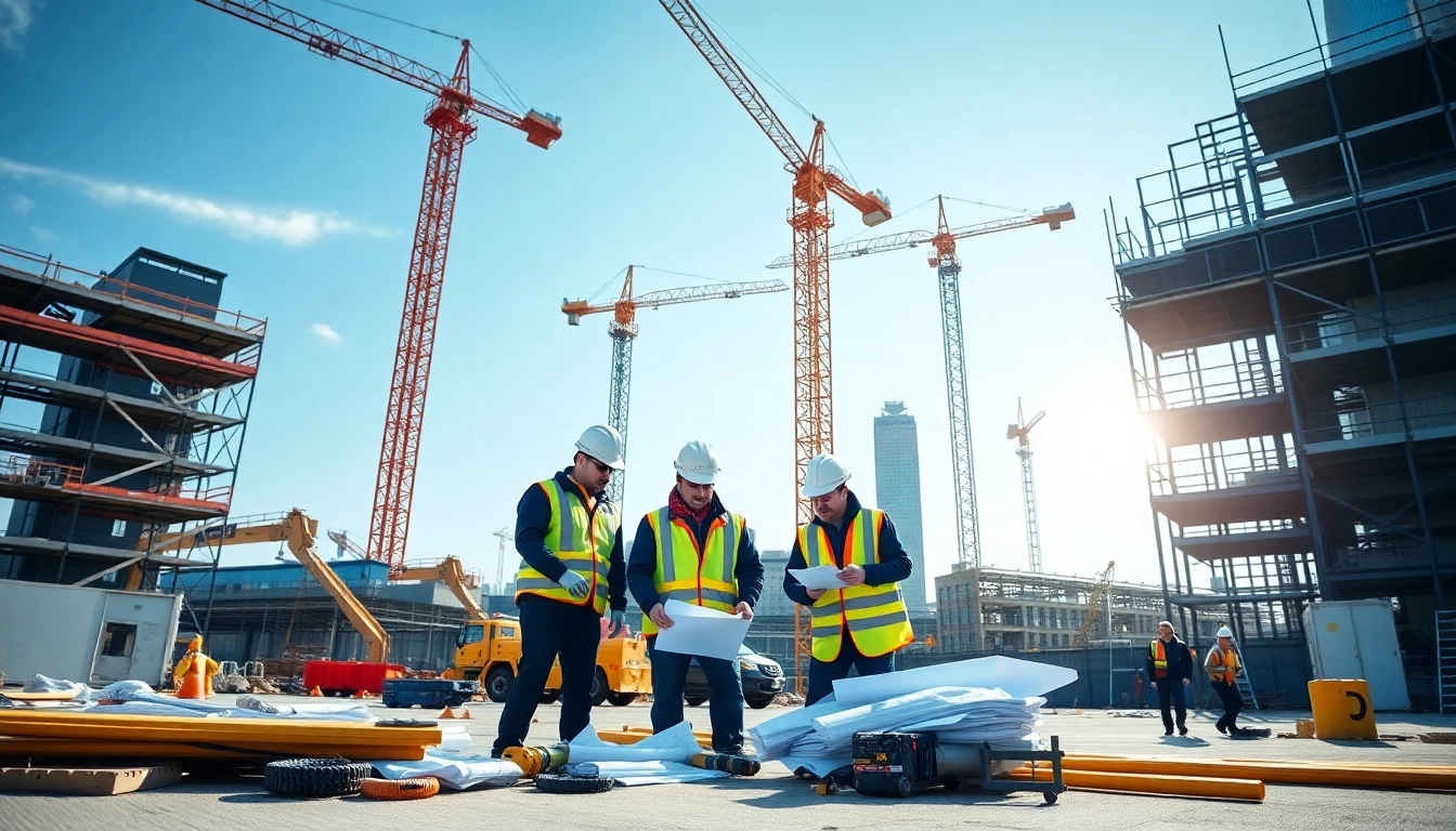 New York Commercial General Contractor supervising a bustling construction site in New York City.