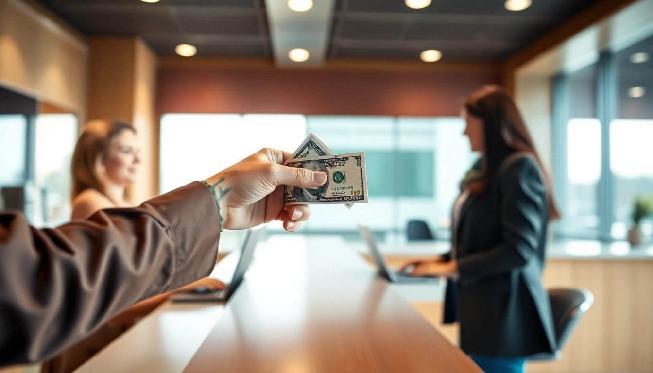 Menyimpan deposit 1k di bank dengan interaksi hangat antara nasabah dan teller.