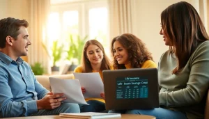 Life insurance conversation with a diverse family discussing coverage options and plans.