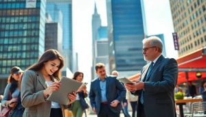 Find new york jobs through diverse professionals networking in busy urban NYC.