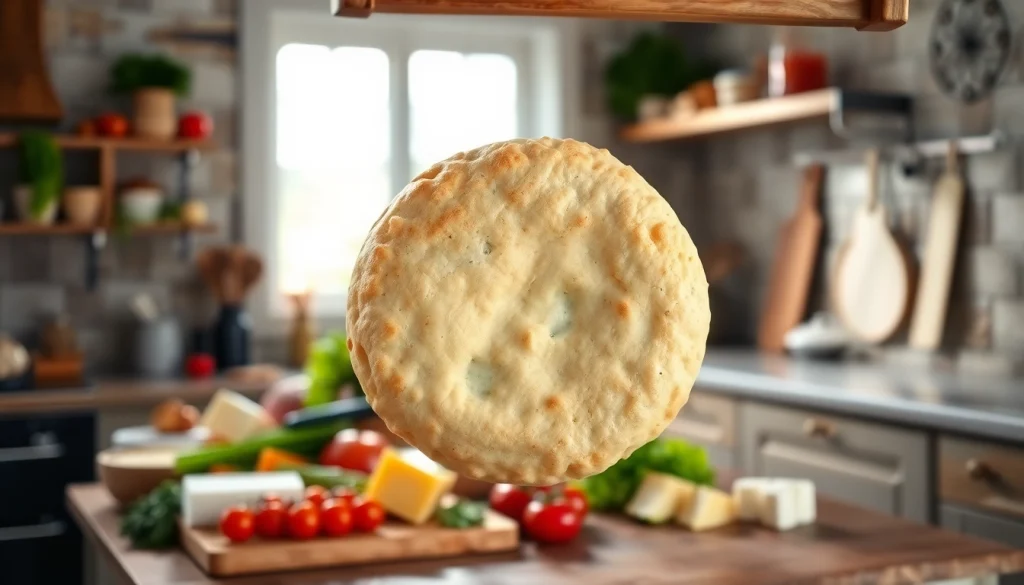 Kaasdoek hangt rustig in een gezellige keuken, omringd door verse ingrediënten.