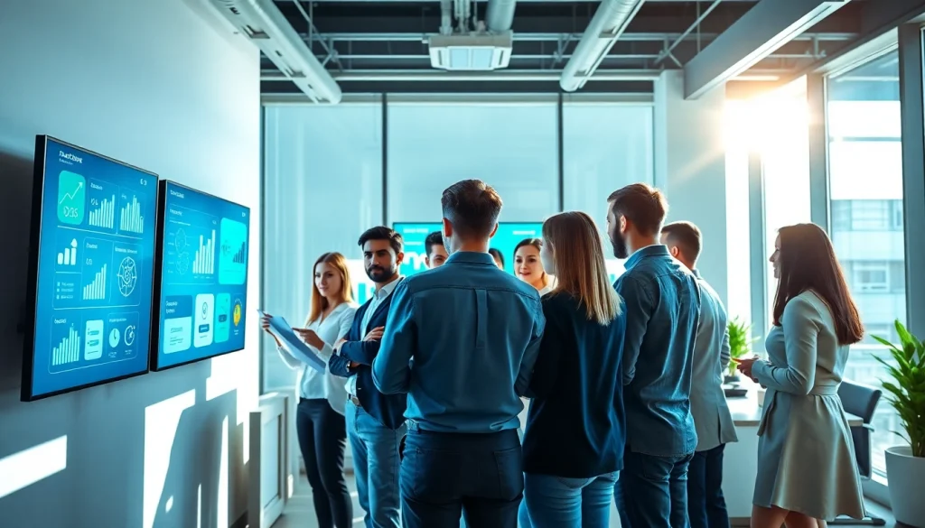 Dynamic team of social media marketing companies edmonton strategists collaborating in a modern office.