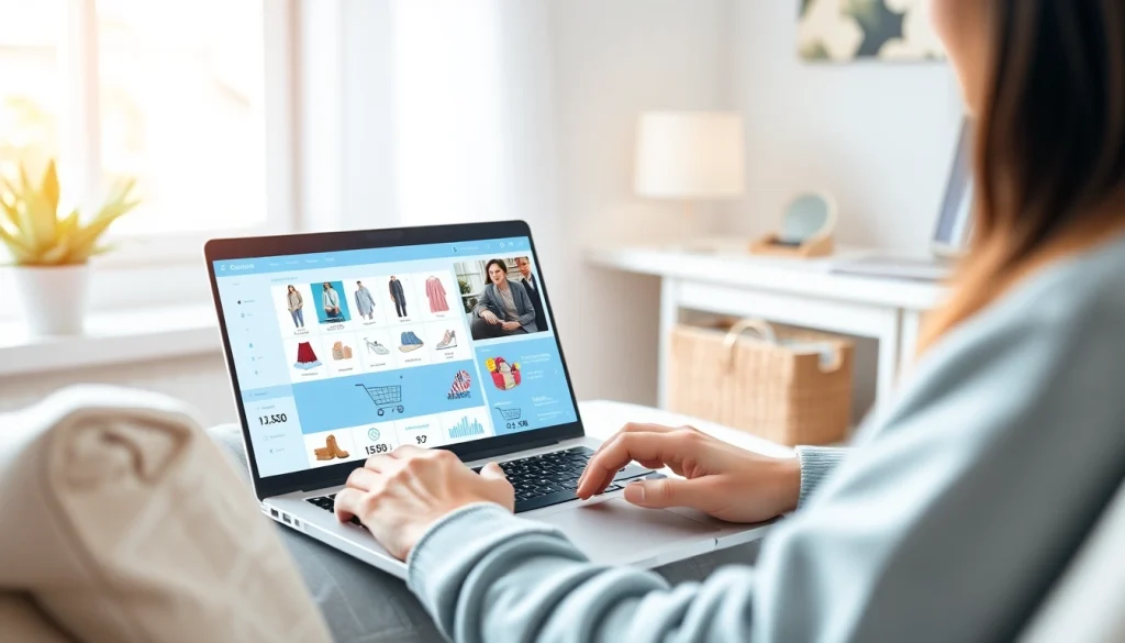 Advanced shopping tools illustrated on a laptop screen in a cozy home setting.