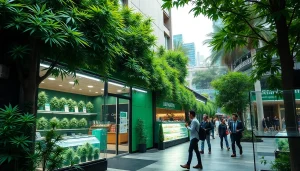 Discover weed shops near me in Canada showcasing a vibrant cannabis dispensary in an urban setting.