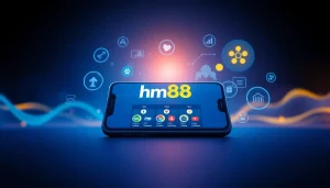 Explore the hm88 app interface on a smartphone, showcasing innovative betting features in a modern digital environment.