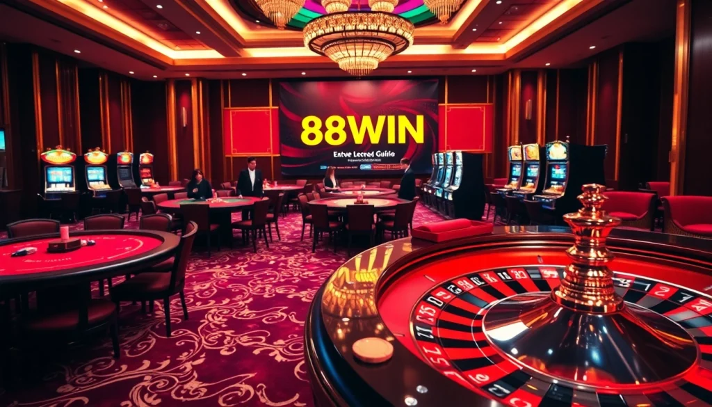 Experience the thrill of 98WIN with players at poker tables engaging in high-stakes games.