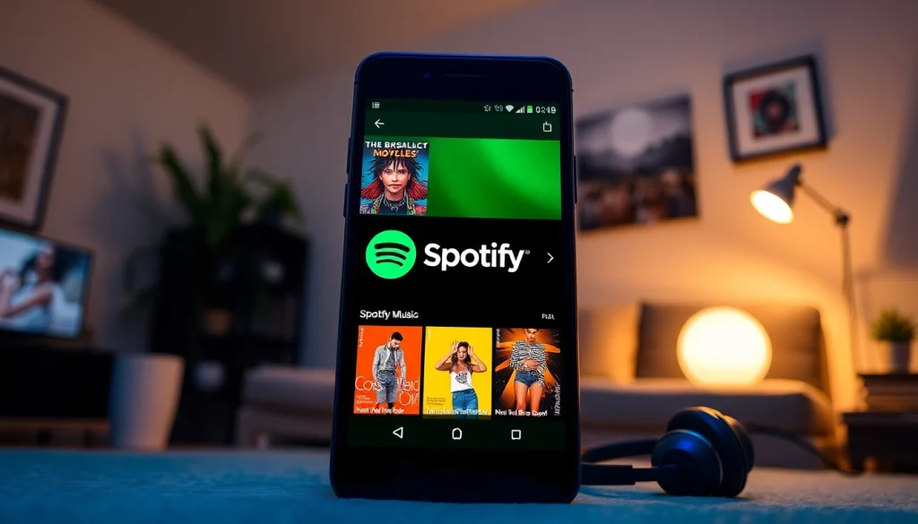 Explore the Spotify mod apk on a modern smartphone with vibrant music interface.