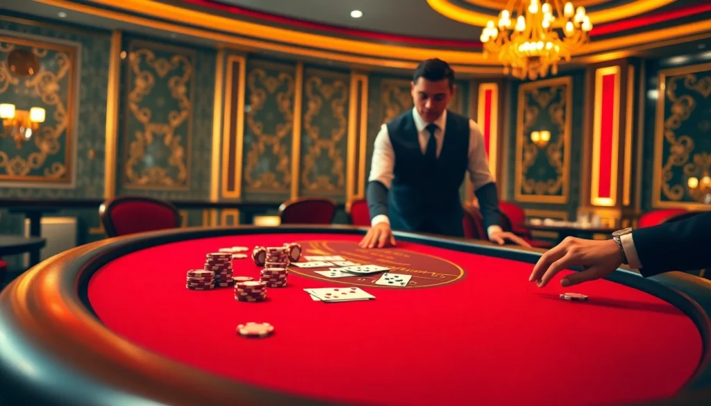 Experience u888 excitement at a luxurious blackjack table, showcasing thrilling casino gameplay.