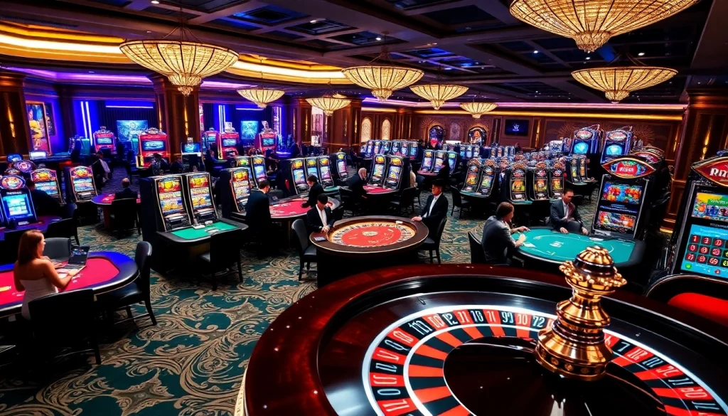 Experience the thrill of gambling at vua99 nhà cái uy tín with luxurious casino tables and vibrant slot machines.