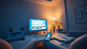 OnlyFans Search interface on a modern workspace computer with creative elements.