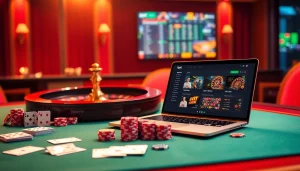 Enjoy thrilling gaming experiences with i9bet's vibrant online betting scene featuring casino tables and poker chips.