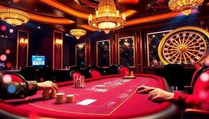 Join in the excitement of a luxurious hello88 casino scene featuring poker action, chips, and cards.